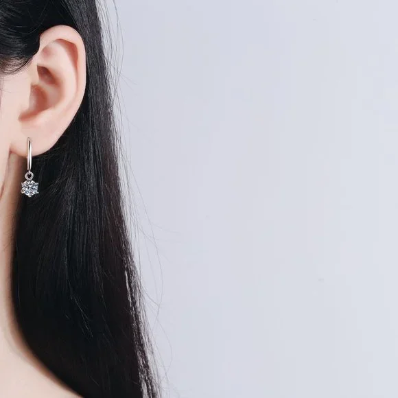 Certified 2ct. t.w. Moissanite Diamond Drop Earrings NEW - Picture 2 of 9